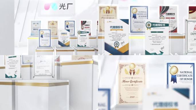 高端E3D三维空间多证书陈列展示