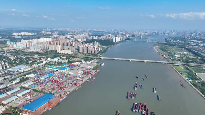 4K航拍长沙城北金霞经济开发区长沙新港