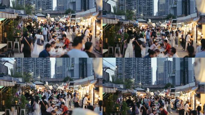在泰国ratchada JODD FAIRS夜市的露天街头小吃旅游景点旅行