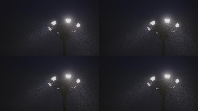 超级慢动作雨灯杆停车