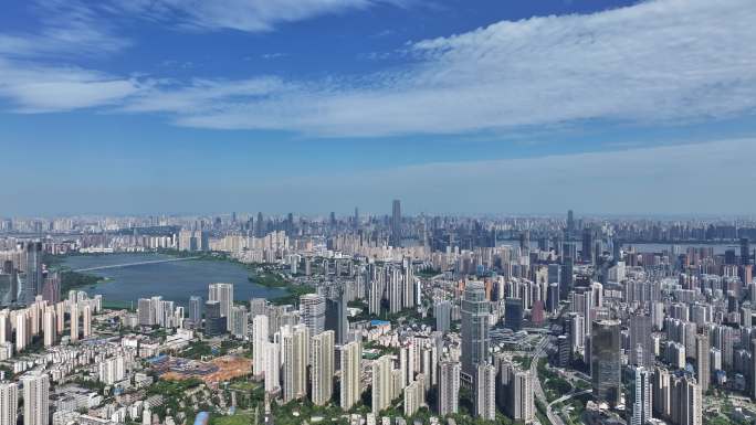 武汉武昌区大景洪山广场楚河汉街沙湖航拍