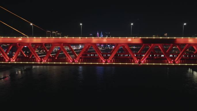 重庆轻轨夜景航拍