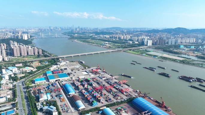 4K航拍长沙城北金霞经济开发区长沙新港4