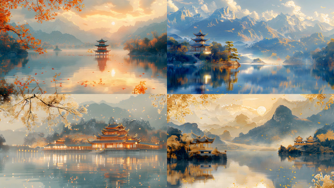 4K中国风古风背景山水