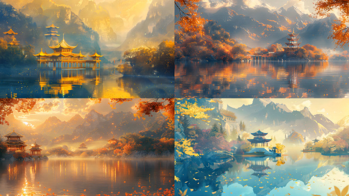 4K中国风古风背景山水