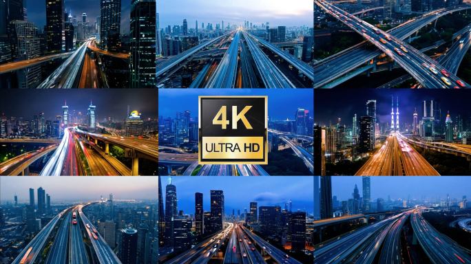 4K_高速立交桥车流延时摄影素材