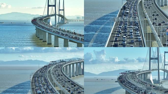 深中通道首个周末通车车流