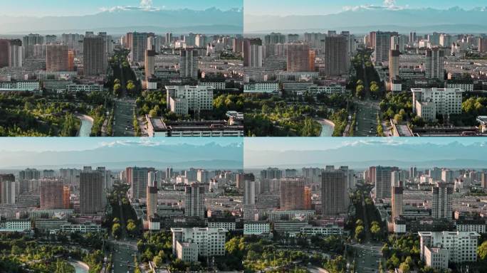 新疆阿克苏市区夏日建筑航拍4K