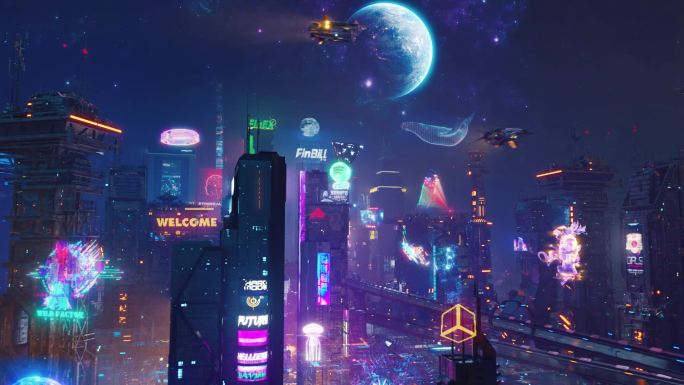 赛博朋克，未来城市，科幻城市，赛博坦星球