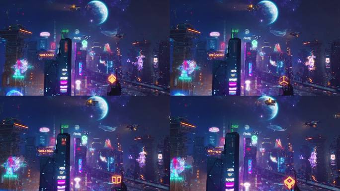 赛博朋克，未来城市，科幻城市，赛博坦星球