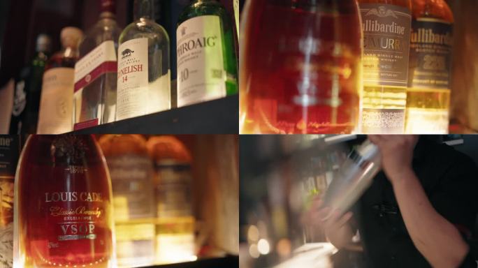 4k唯美鸡尾酒威士忌酒吧碰杯