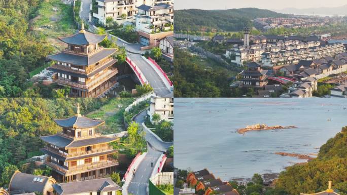 大连金石滩盛唐岚山小镇航拍风景