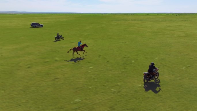 内蒙古大草原风景素材那达慕赛马