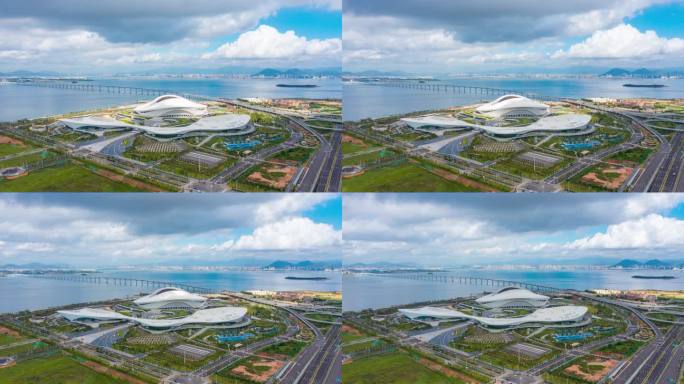 厦门白鹭体育馆晴天航拍延时1