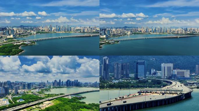 粤港澳大湾区核心区深圳前海湾航拍4k航拍