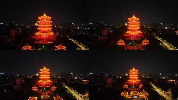 武汉黄鹤楼夜景航拍