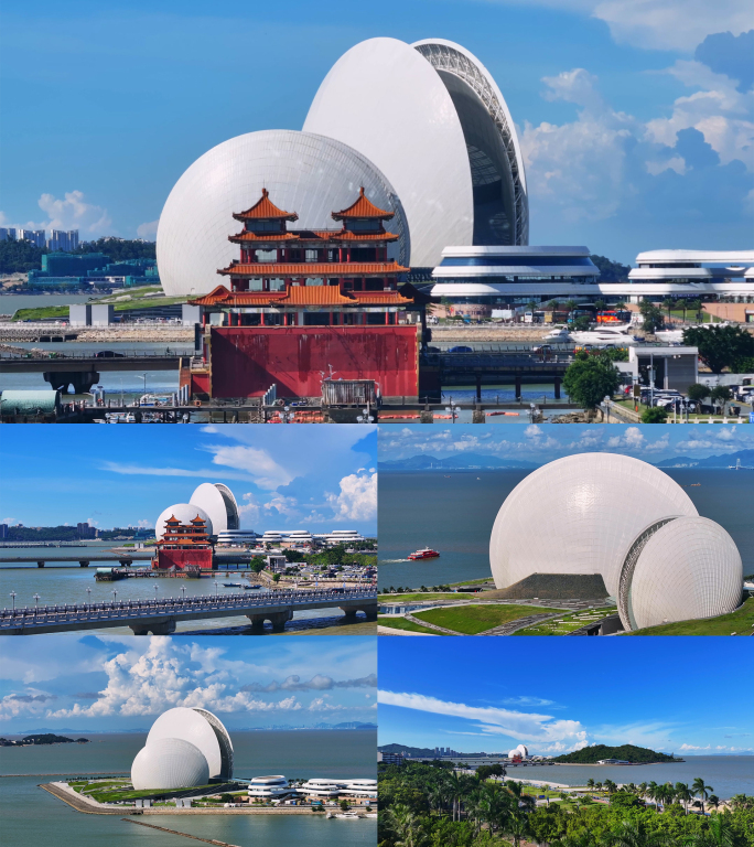 珠海日月贝珠海大剧院航拍