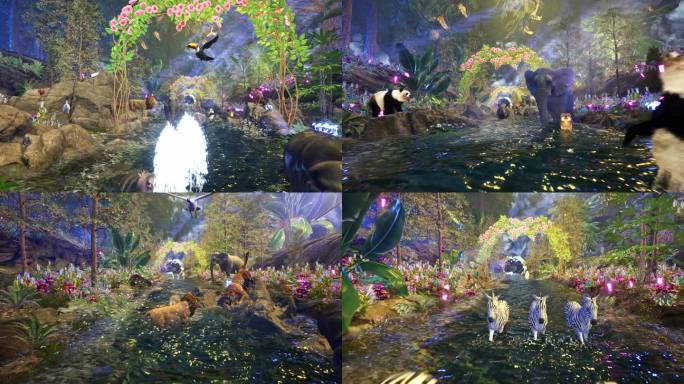 4K3D唯美梦幻森林动物裸眼片源大屏