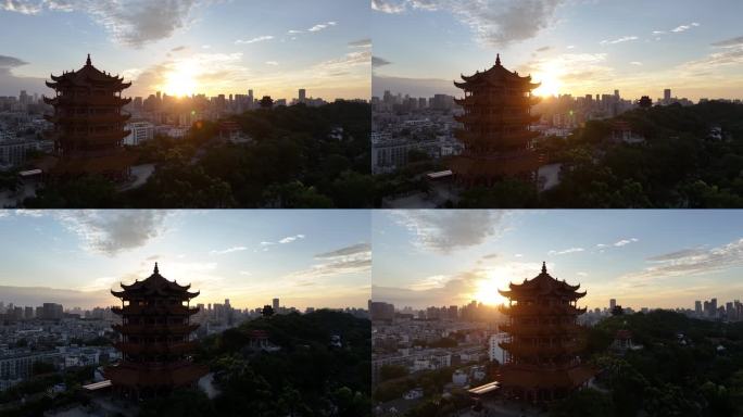 武汉黄鹤楼日出航拍
