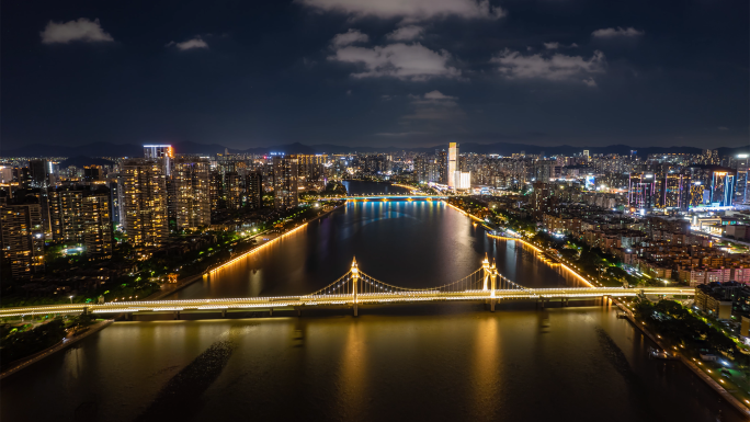 珠海前山河夜景航拍延时