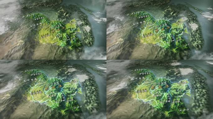 4K黑龙江地形水系地貌地图AE模板