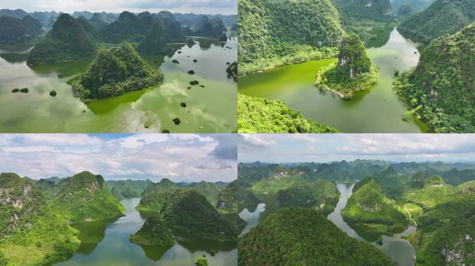 4k航拍南宁隆安县更望湖涨水期