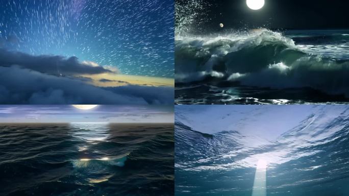 月亮 海上明月特写  海上升月