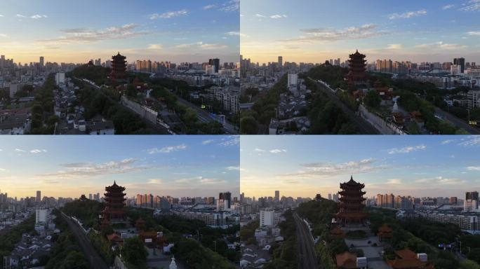武汉黄鹤楼日出航拍