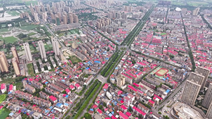 4K航拍岳阳市华容县县城风景合集8