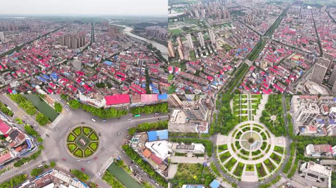 4K航拍岳阳市华容县县城风景合集8