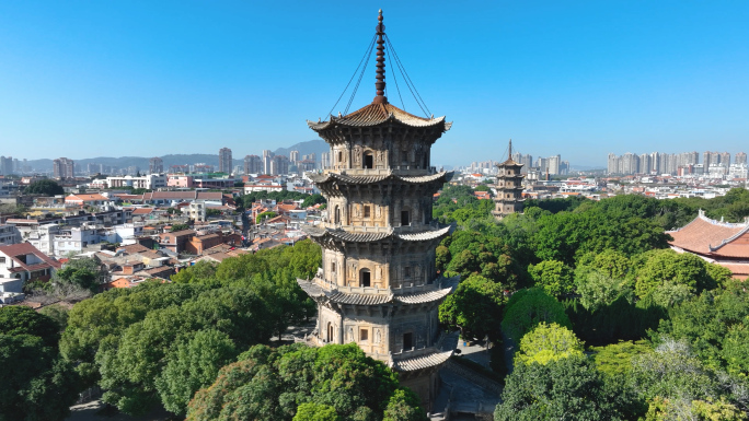 泉州 开元寺 西街 钟楼 4k航拍原素材