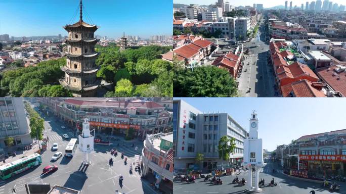泉州 开元寺 西街 钟楼 4k航拍原素材