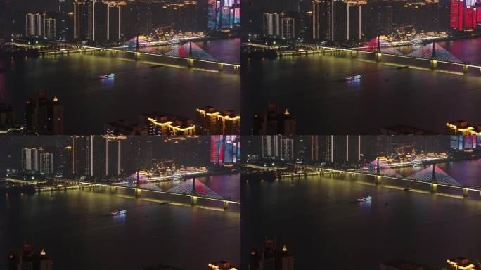 湘江之星游轮过桥湘江夜景
