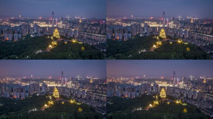 重庆鸿恩寺公园夜景航拍延时