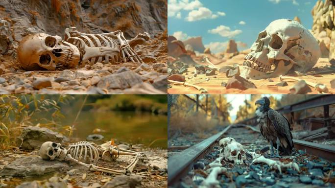 一堆白骨骷髅头凶杀死亡意外死亡白骨化尸体