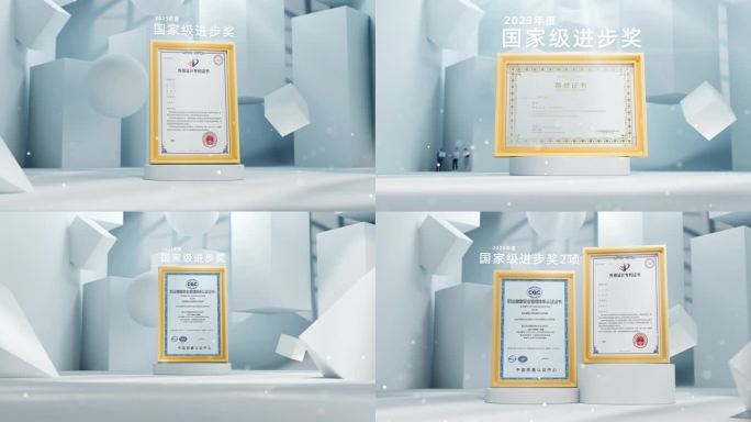 高端大气简洁荣誉专利资质证书包装金色