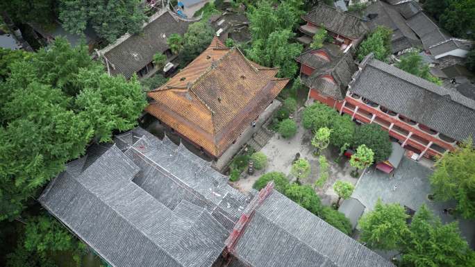 重庆磁器口古镇宝轮寺航拍4K