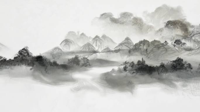 水墨、山水、片头、滴墨成画