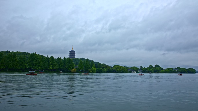 杭州西湖唯美意境雨景