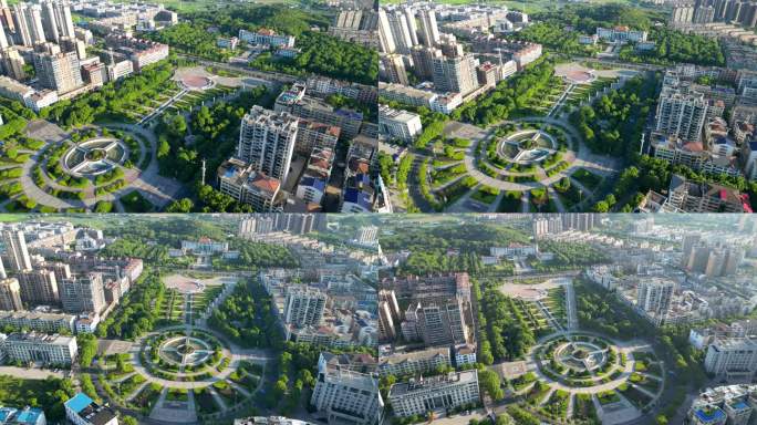 4K航拍岳阳市华容县政府大楼2