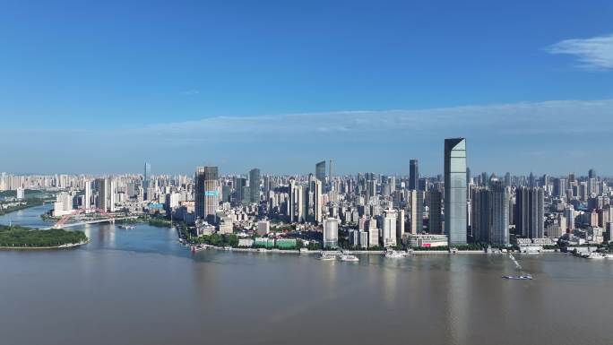 武汉江岸区建筑群大景航拍