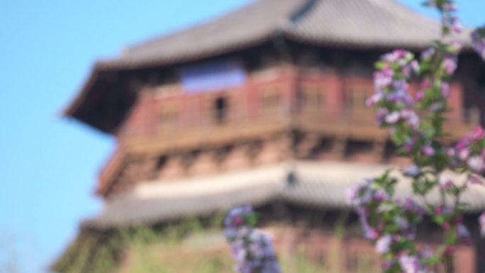 航拍山西应县木塔美景组镜