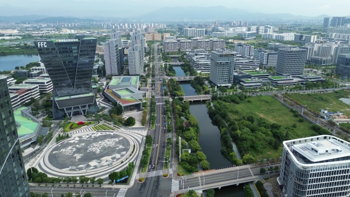 福州东湖数字小镇航拍画面