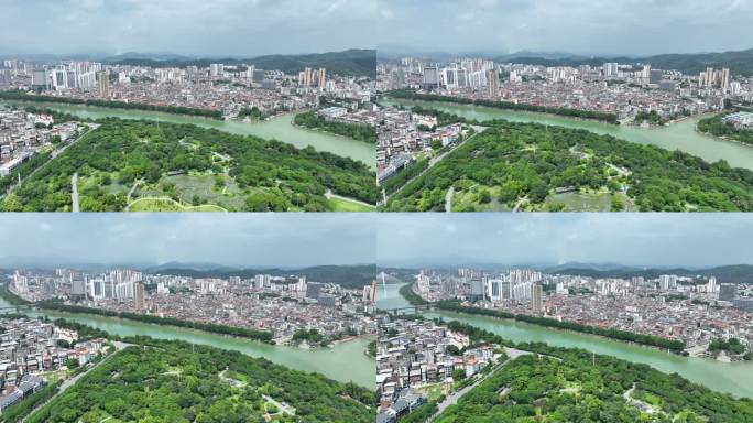 航拍百色市右江