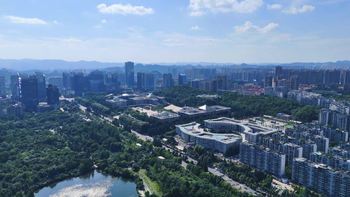 航拍4K贵阳市委市政府  政务服务中心