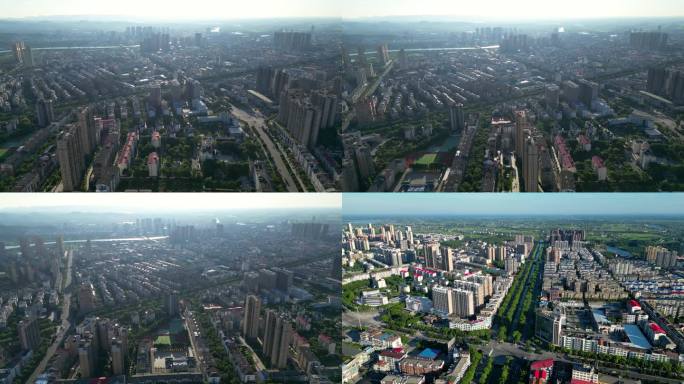 4K航拍岳阳市华容县县城空镜4