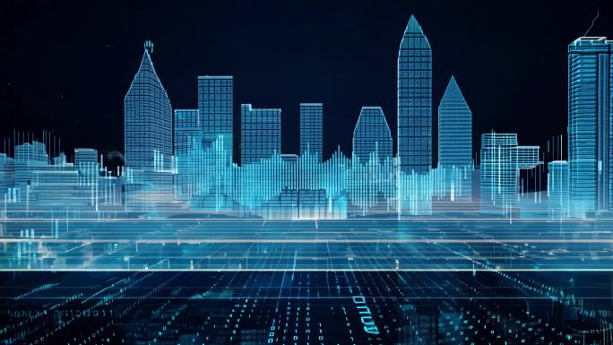 科技城市穿梭全息影像虚拟三维数字虚拟世界