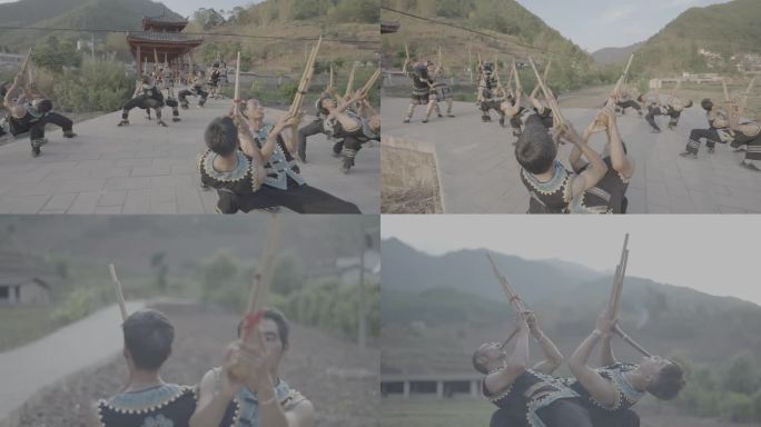 云南普洱少数民族庆祝丰收民俗舞蹈