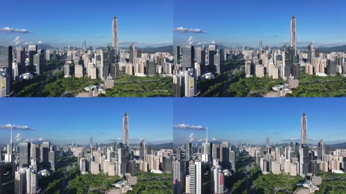 深圳福田区市中心写字楼建筑群平安大厦航拍