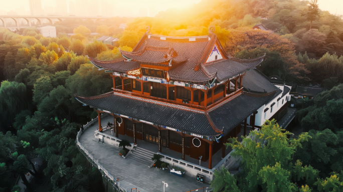 武汉晴川阁 武汉地标 航拍武汉